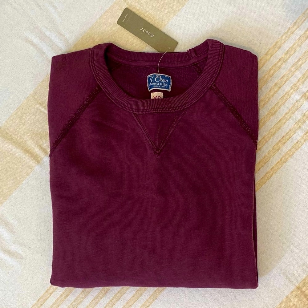 J. Crew NWT 🍇🍷100%Cotton Old School French Terry Raglan Sleeve Sweatshirt - Picture 2 of 10